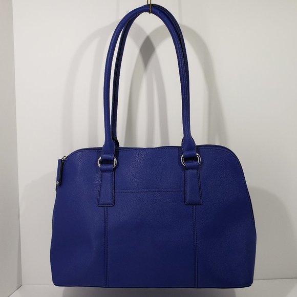 Tignanello Gorgeous Dark Blue Leather Handbag Satchel, Classic Shape and Color - Picture 2 of 13